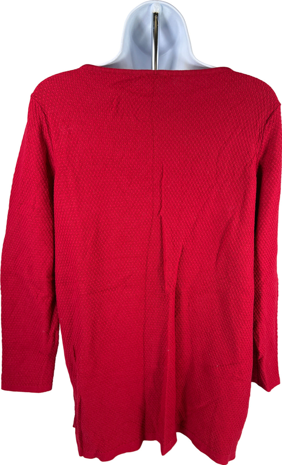 J.Jill Women’s Red Ribbed Waffle Knit Long Sleeve Sweater - M Petite