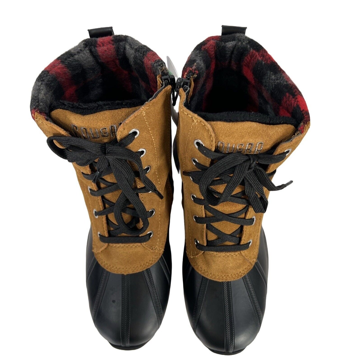 NEW Cougar Women's Red Plaid Waterproof Totem Duck Boots - 6