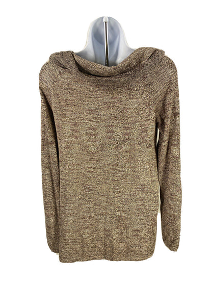 White House Black Market Women's Brown Metallic Cowl Neck Sweater Sz M