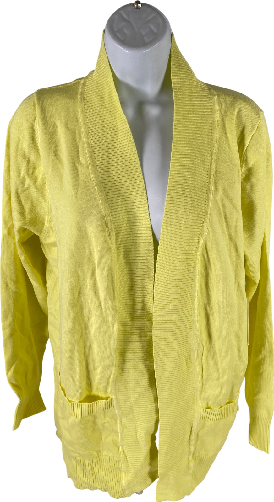 Cielo Women’s Bright Yellow Long Sleeve Open Front Cardigan Sweater - 3XL