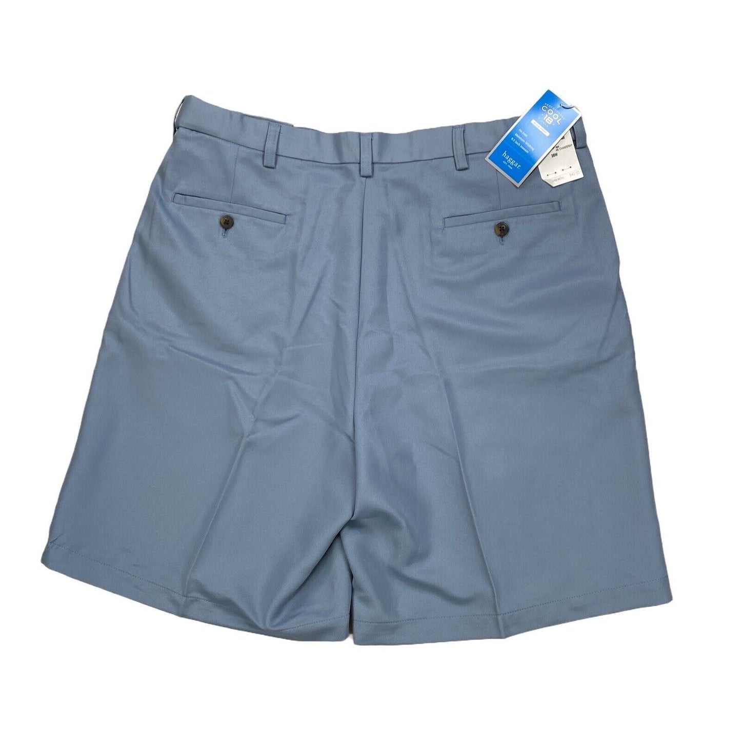 NEW Haggar Men's Light Blue Cool 18 Plain Front Shorts - 38