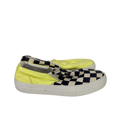 Great Wooster Men's Yellow/Black Slip On Platform Canvas Sneakers - 11