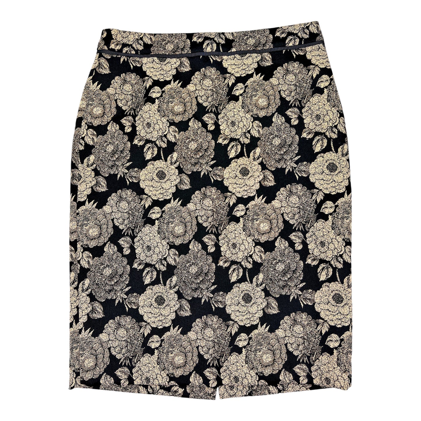 Ann Taylor Women’s Black/Gold Metallic Floral Pencil Skirt - 6