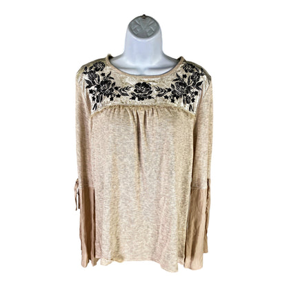 NEW Altard State Women’s Beige/Oatmeal Floral Long Sleeve Shirt - L