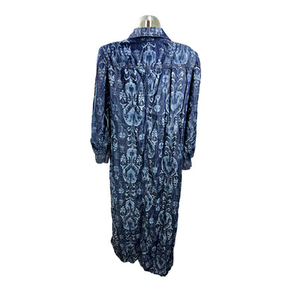 Chico’s Women’s Blue Teaneck Ikat Print Long Shirt Dress - 6 Petite