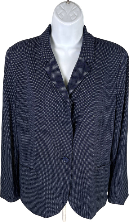 Chico’s Women’s Navy Blue Polka Dot 1 Button Stretch Blazer - 2/US L