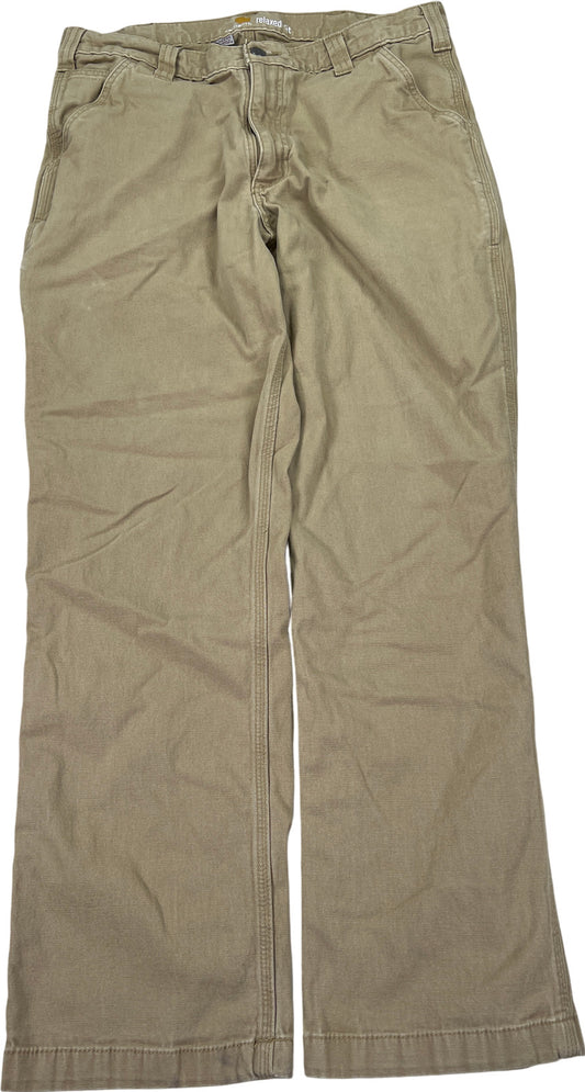 Carhartt Men’s Beige Relaxed Fit Canvas Work Pants - 34x32