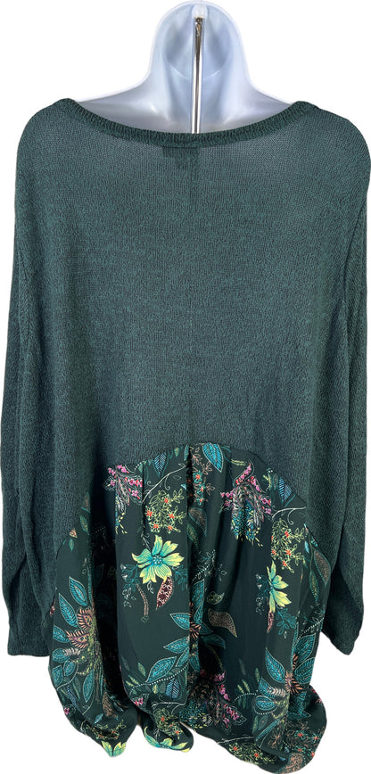 NEW Avenue Women’s Green Thin Knit Floral Long Sleeve Sweater - 26/28