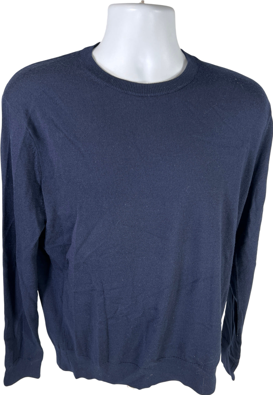 Saks Fifth Avenue Men’s Navy Blue Wool Blend Crewneck Sweater - L