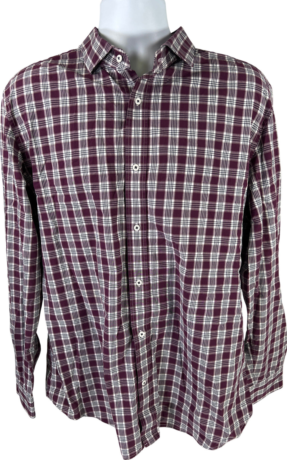 Banana Republic Men’s Purple Plaid Soft Wash Tailored Slim Fit Shirt - XL