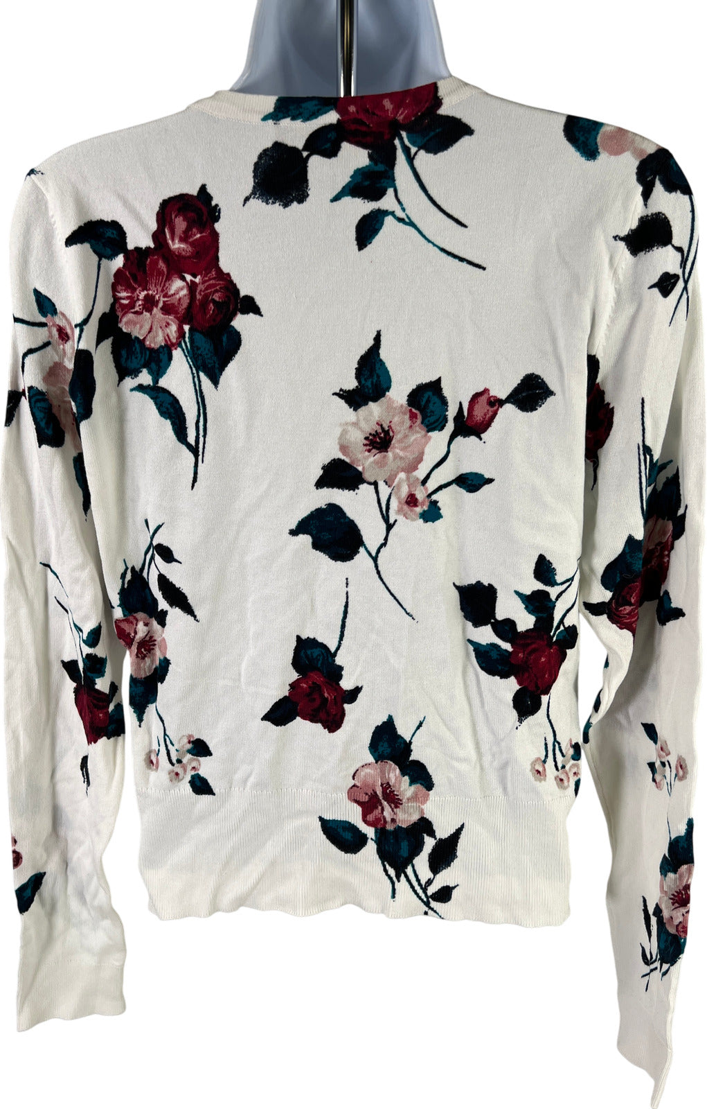 White House Black Market Women’s White Floral Long Sleeve Cardigan - M