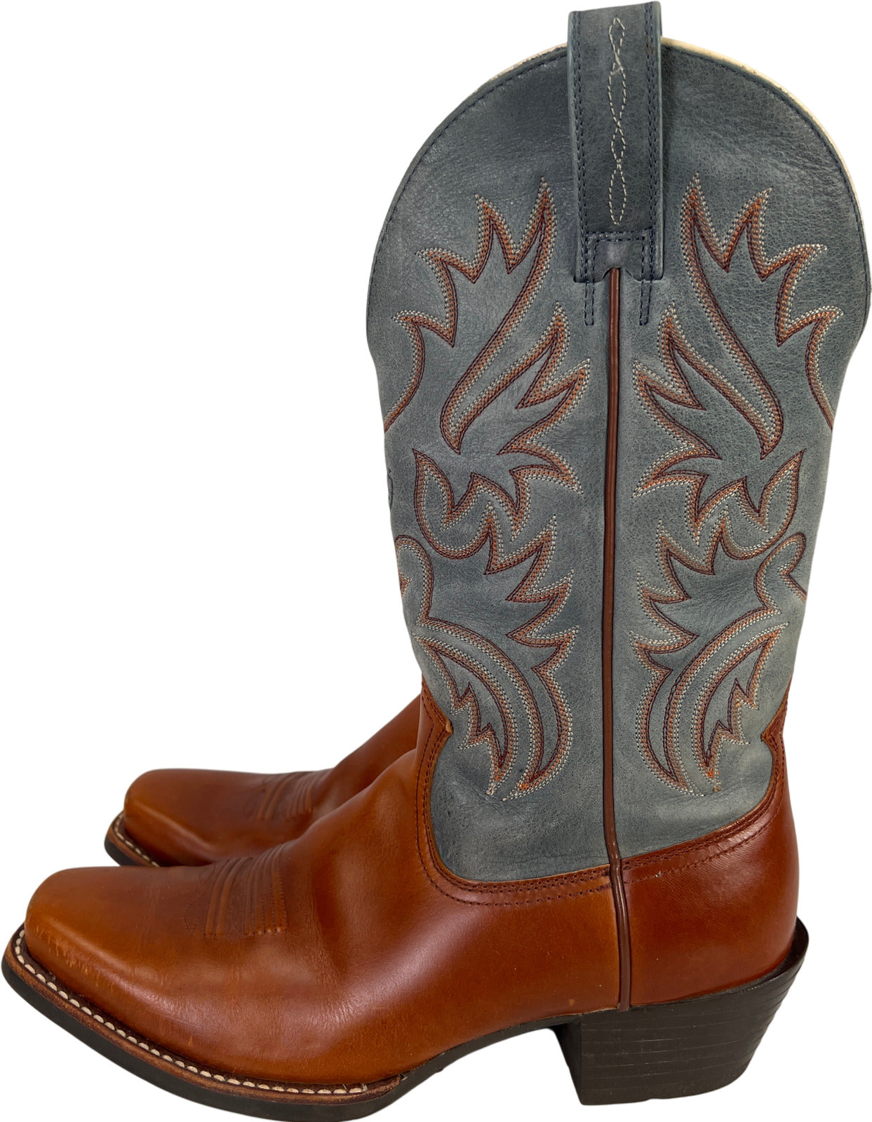 Ariat Men’s Brown/Blue Legend Leather Pull On Western Boots - 10D