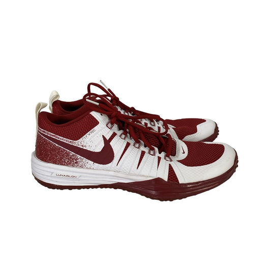 Nike Men's Red/White Lunar Flywire Oklahoma University Athletic Shoes -12