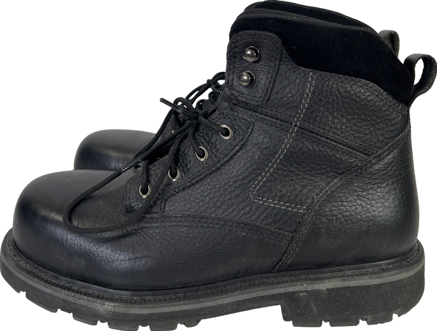 HyTest Men’s Black Leather Safety Footwear Lace Up Slip Resistant Boots - 9