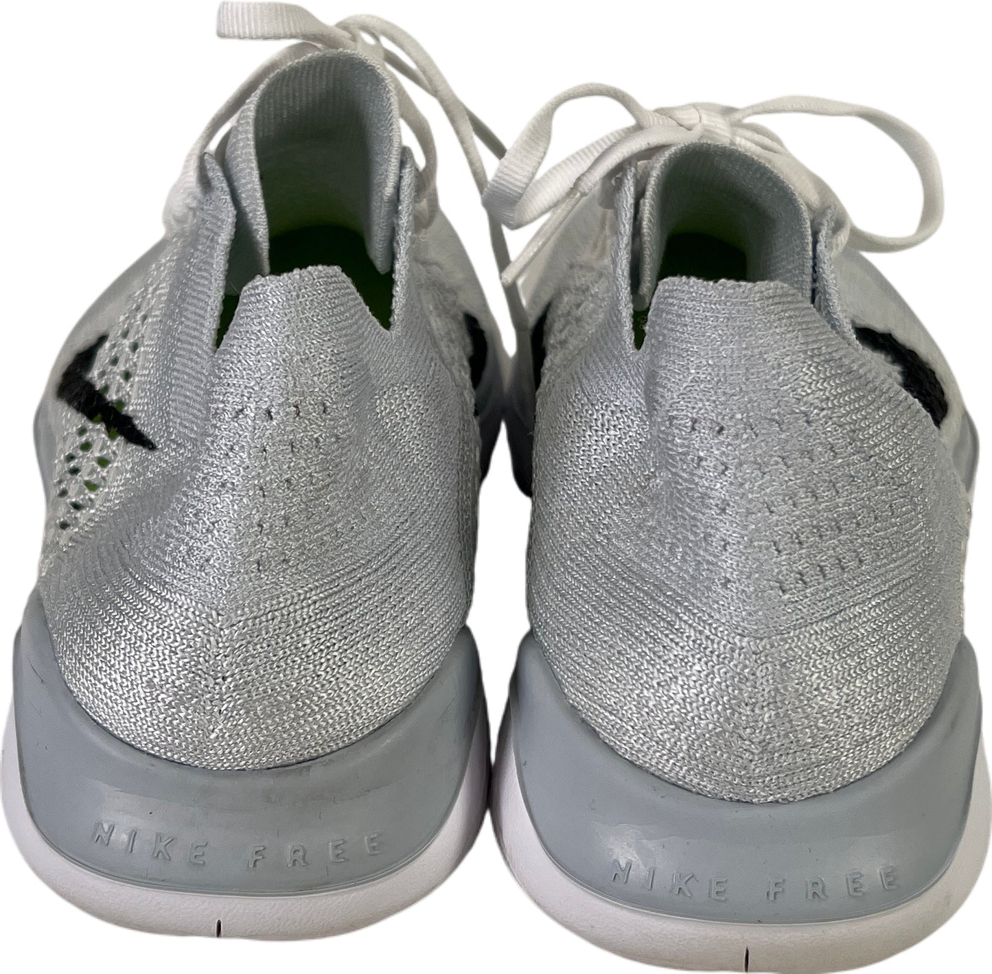 Nike Women’s White/Gray Free Run Flyknit Lace Up Athletic Shoes - 8.5