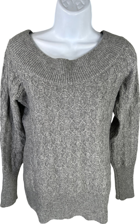 White House Black Market Women’s Gray Wool Blend Boat Neck Sweater - S