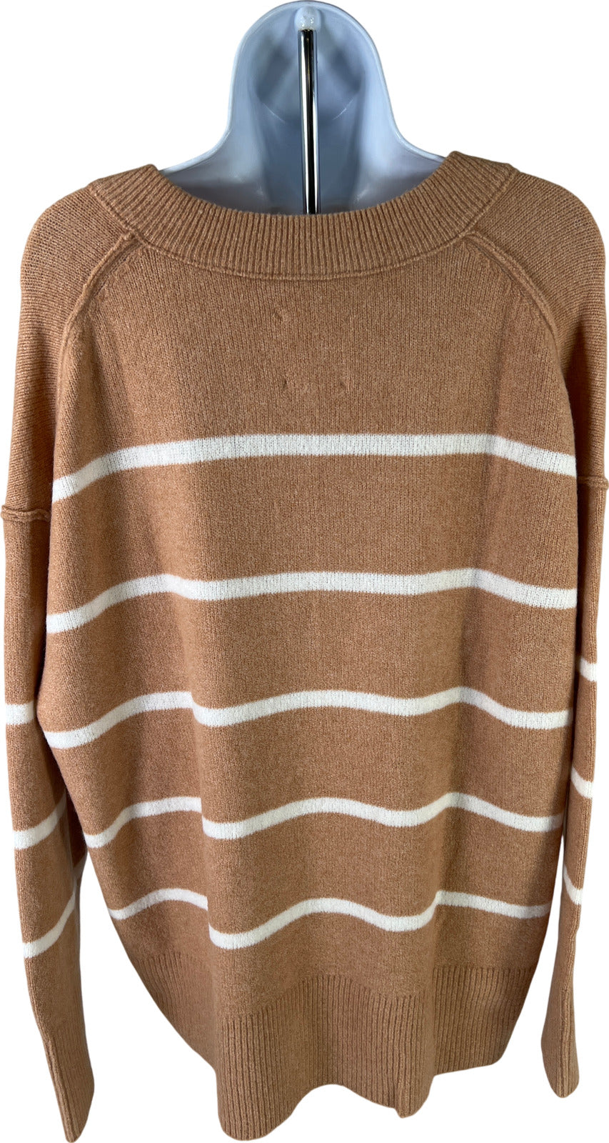 NEW Aerie Women’s Brown Striped Oversized V-Neck Soft Sweater - S