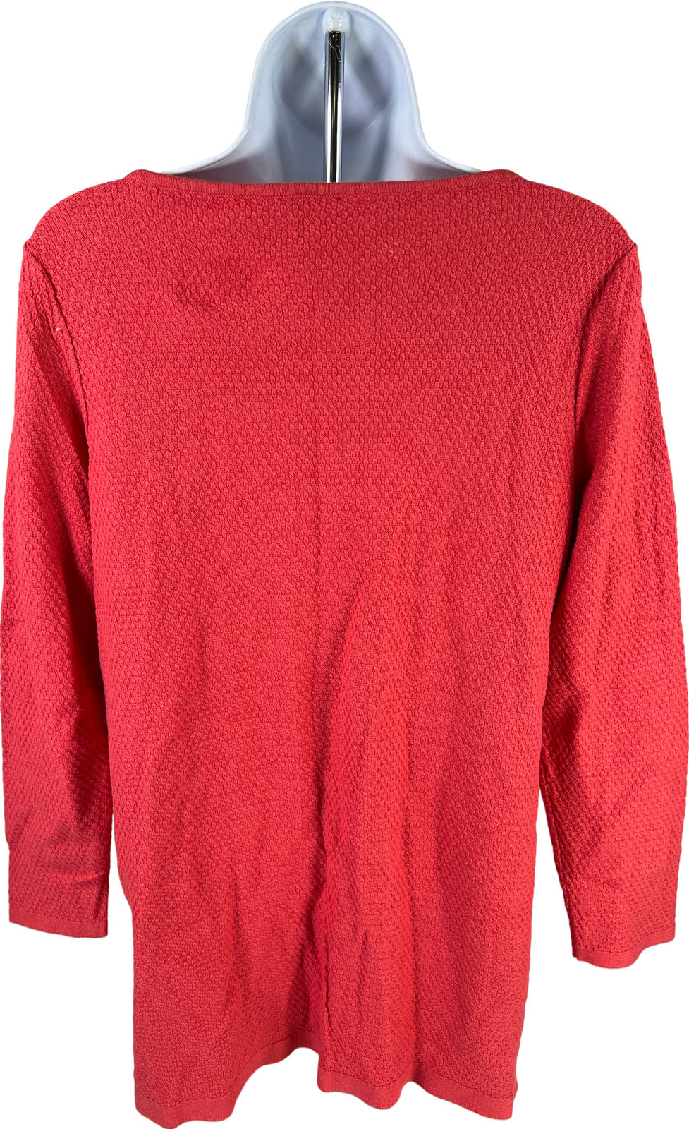 J.Jill Women’s Coral/Red Ribbed Waffle Knit Long Sleeve Sweater - M Petite