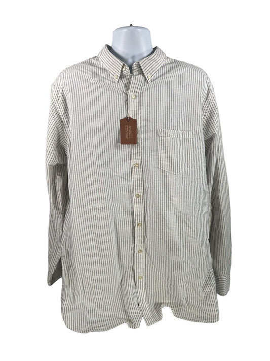NEW Sonoma Mens White Striped Everyday Oxford Button Down Shirt - Tall XL