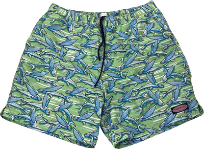 Vineyard Vines Men’s Green Flying Fish Mesh Lined Swim Shorts - L