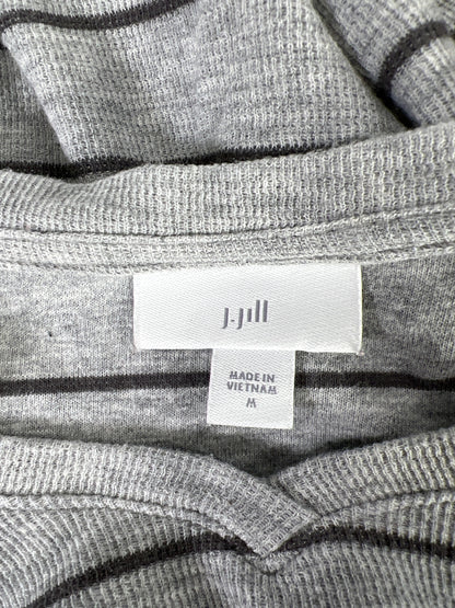 J. Jill Women’s Gray Striped Long Sleeve V-Neck Knit Top - M