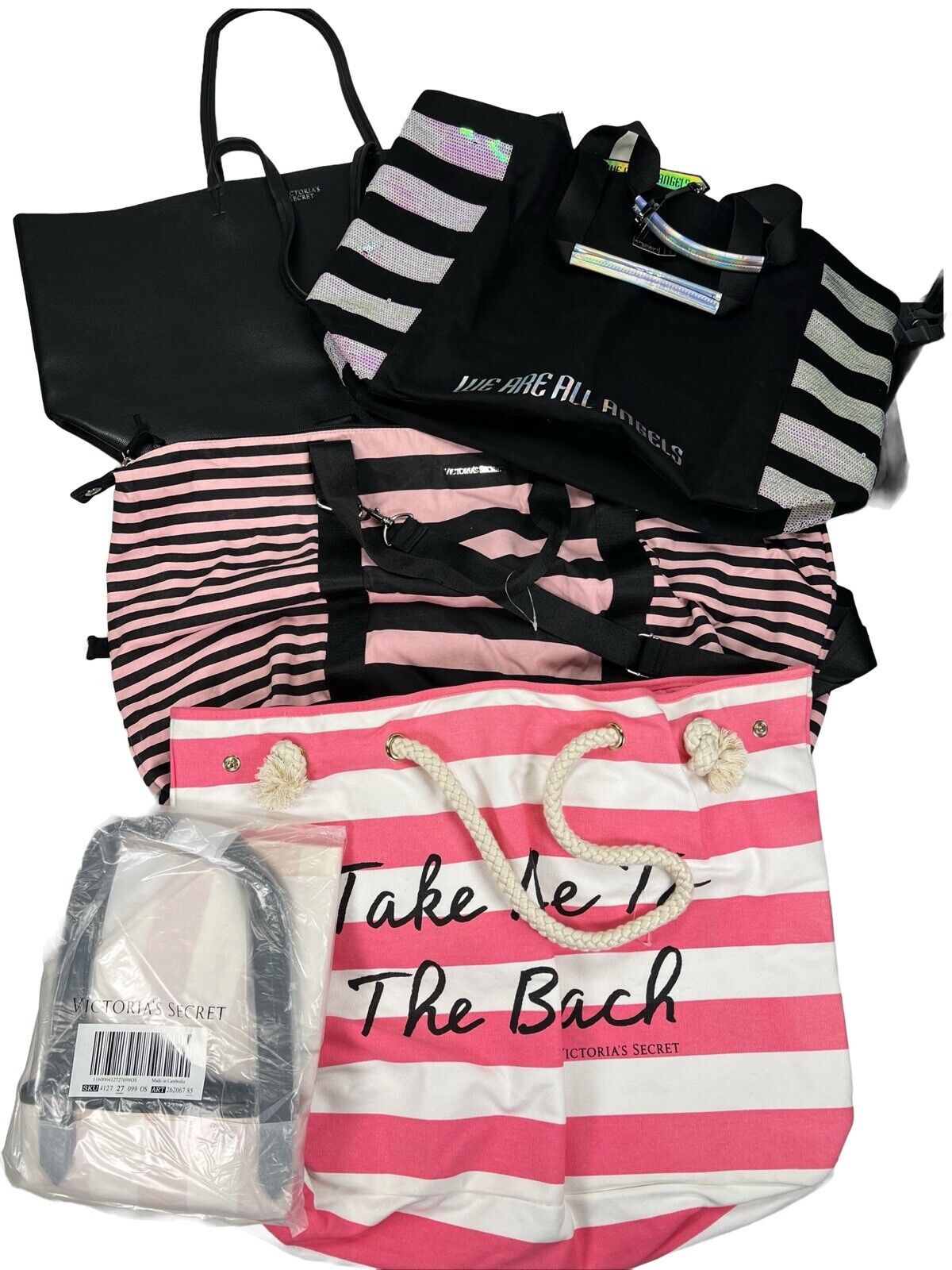 5PC Victoria's Secret and Victoria's Secret PINK Lot of 5 Random Tote Bags