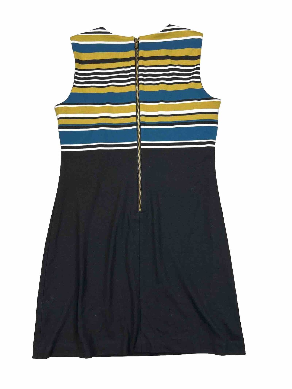 Calvin Klein Women's Black/Blue Striped Sleeveless Sheath Dress - 12