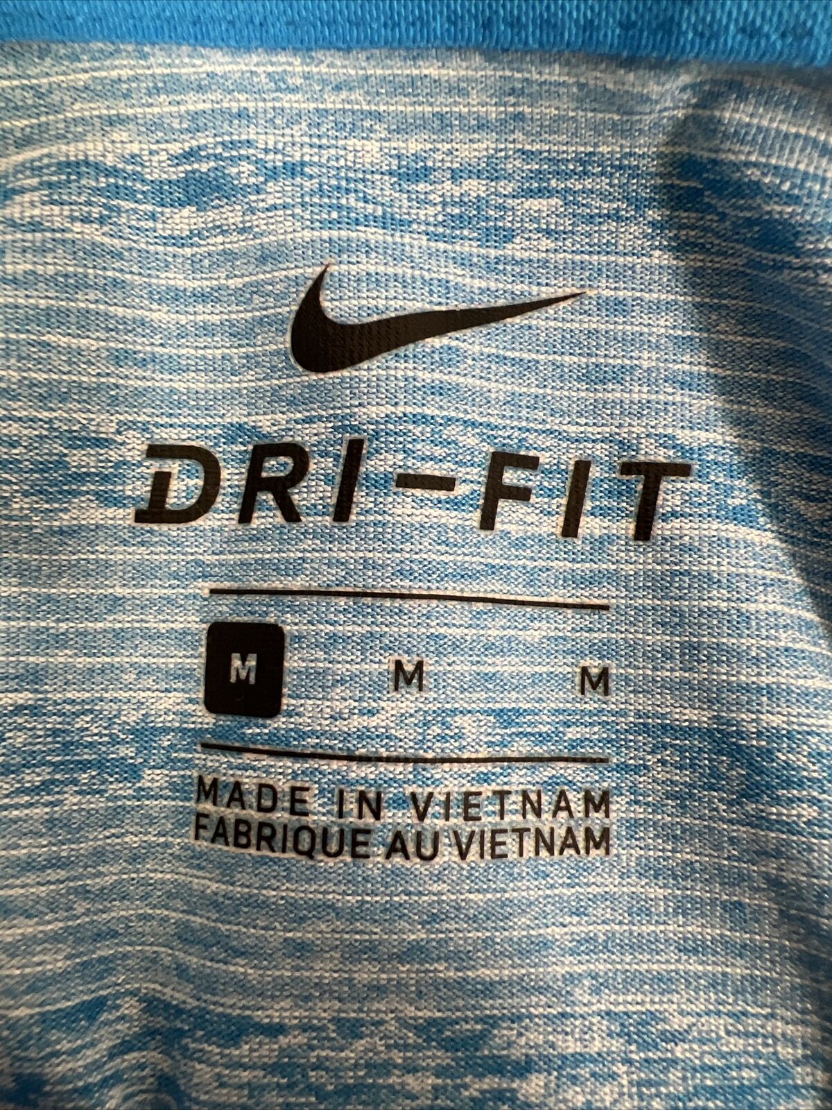 Nike Men's Blue Striped Dri-Fit Golf Polo Shirt - M