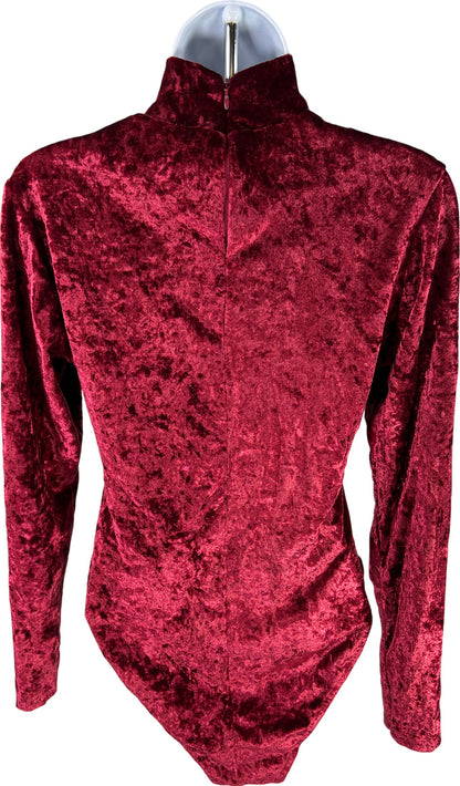 Victoria’s Secret Women’s Red/Burgundy Long Sleeve Velour Body Suit - M