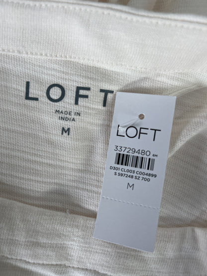 NEW LOFT Women’s Ivory Button Trim Long Sleeve T-Shirt - M