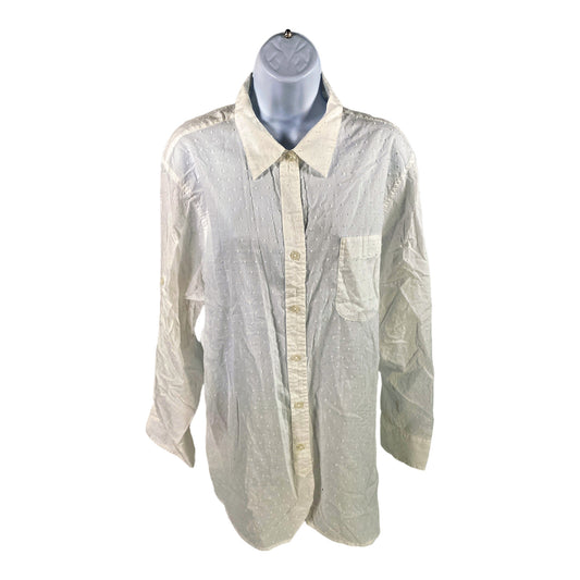 Ellen Tracy Women’s White Semi Sheer Button Up Shirt - XL