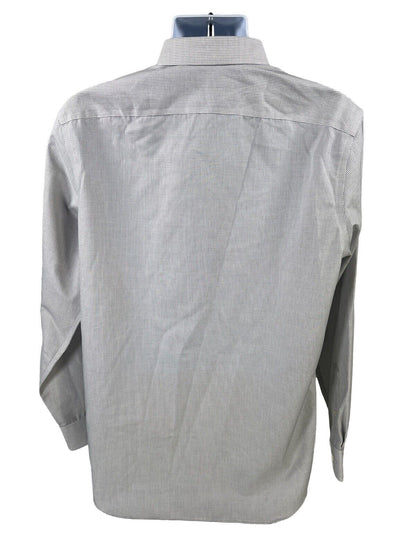 Banana Republic Men's White Grid Check Non Iron Standard Dress Shirt - L