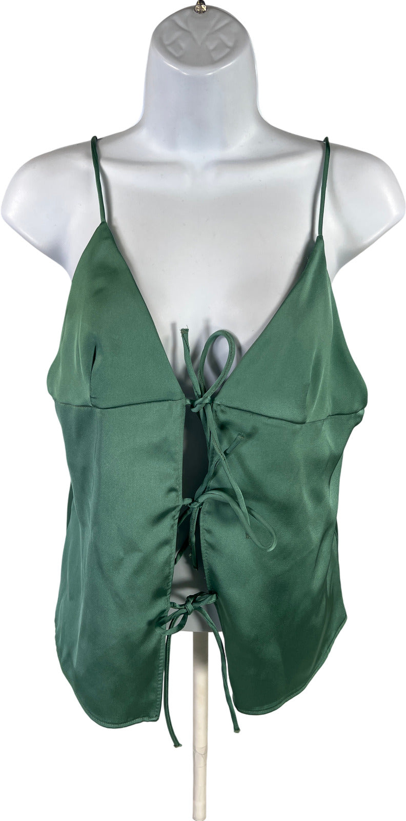 NEW Zara Women’s Green Shimmer Tie Front Cami Top - M