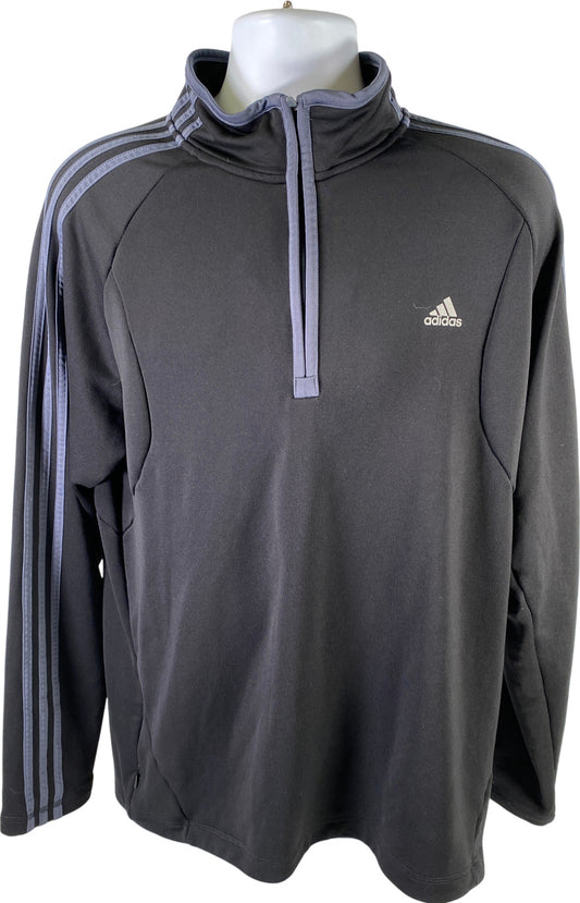 Adidas Men’s Black 1/2 Zip Long Sleeve 3-Stripe Sweatshirt - XL