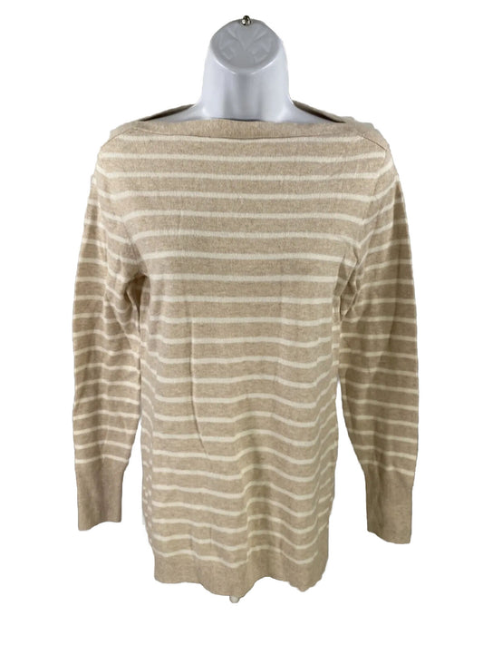 NEW J.Crew Mercantile Women's Beige Striped Boatneck Tunic Sweater - XS