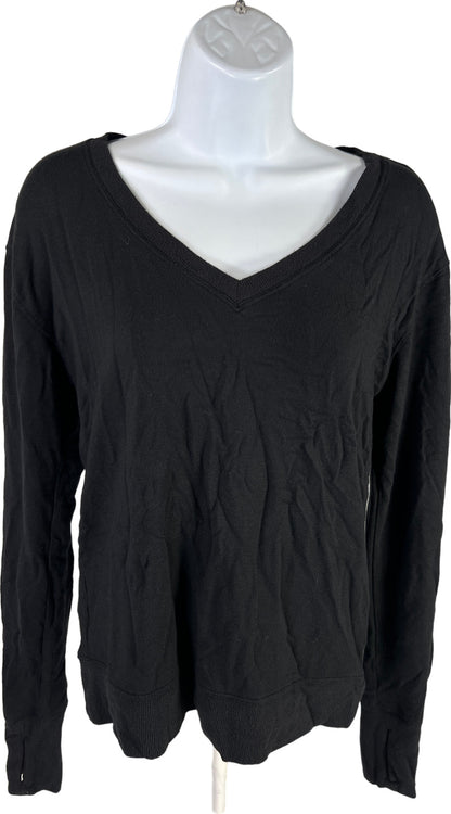 Athleta Women’s Black Long Sleeve Sunrise V-Neck T-Shirt - XS