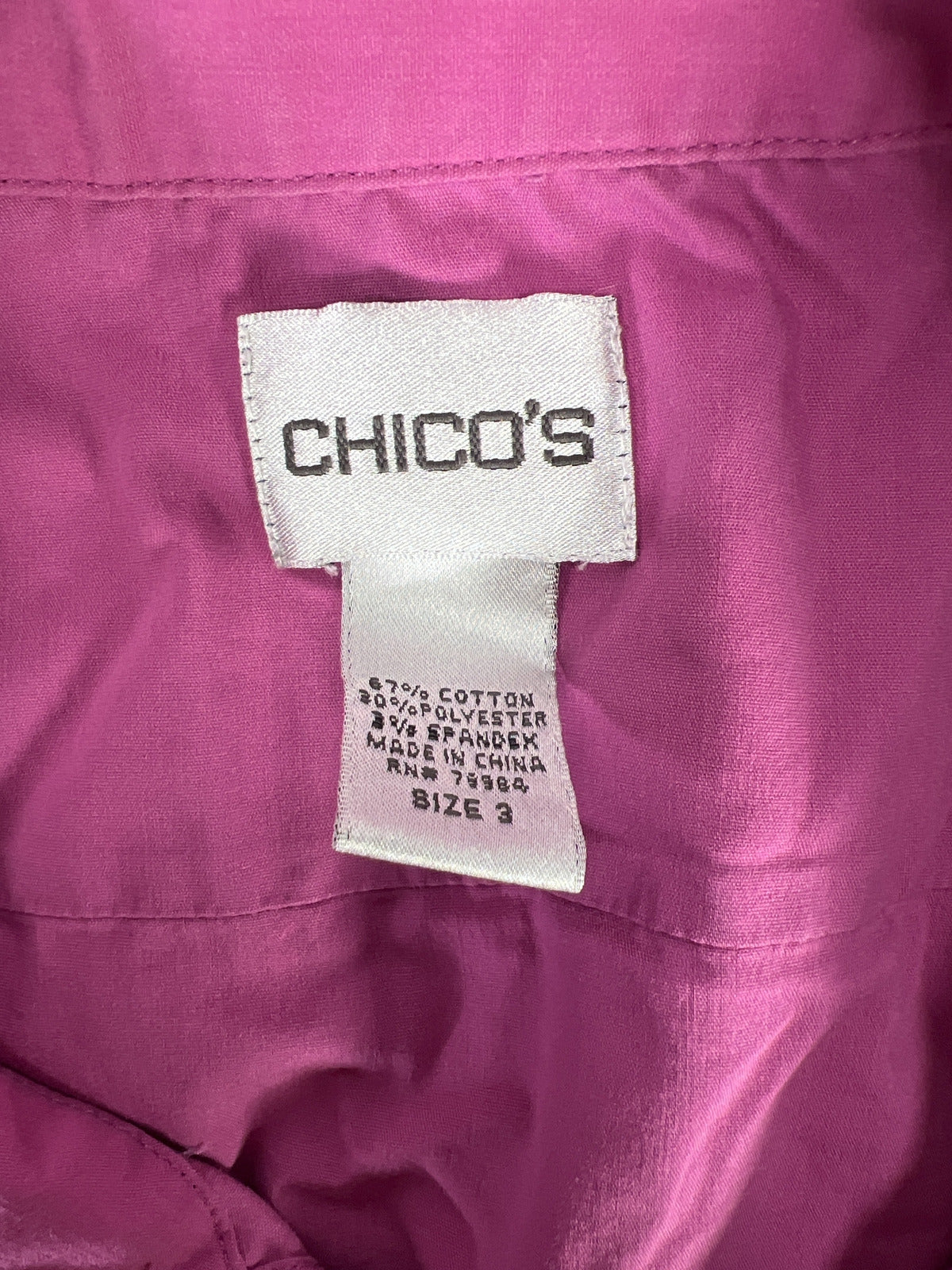 Chico’s Women’s Purple Long Sleeve Button Up Top - 3/US XL