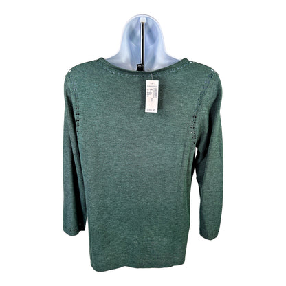 NEW Roz & Ali Women’s Green V-Neck 3/4 Sleeve Sweater - S