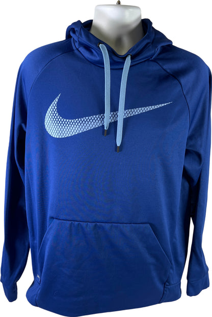 Nike Men’s Blue Swoosh Dri-Fit Therma Pullover Hoodie - L