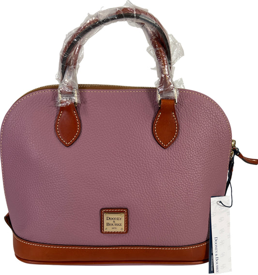 NEW Dooney & Bourke Pebble Grain Zip Zip Satchel in Mauve Purple