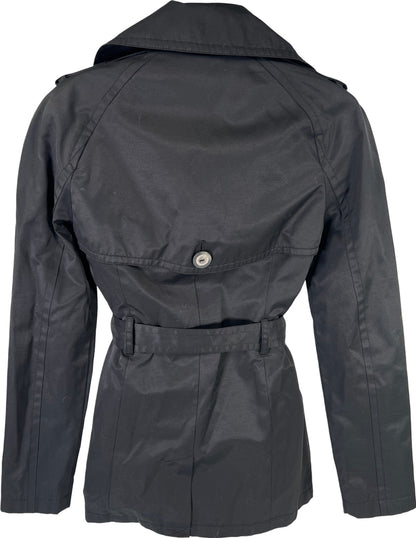 Express Women’s Black Rain Slick Belted Button Up Trench Coat - XS