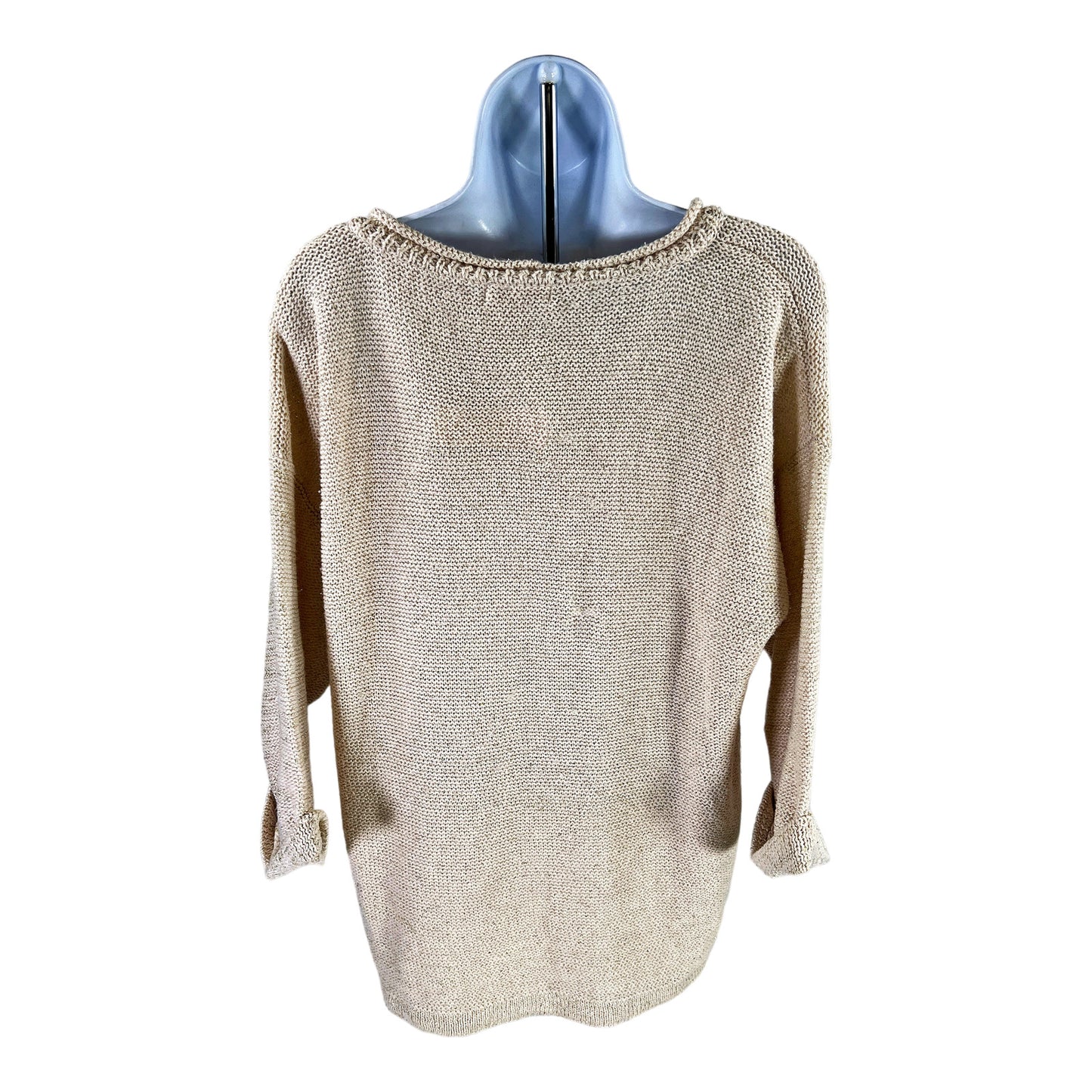 DKNY Women’s Gold Sequin 1/2 Sleeve Knit Sweater - XL