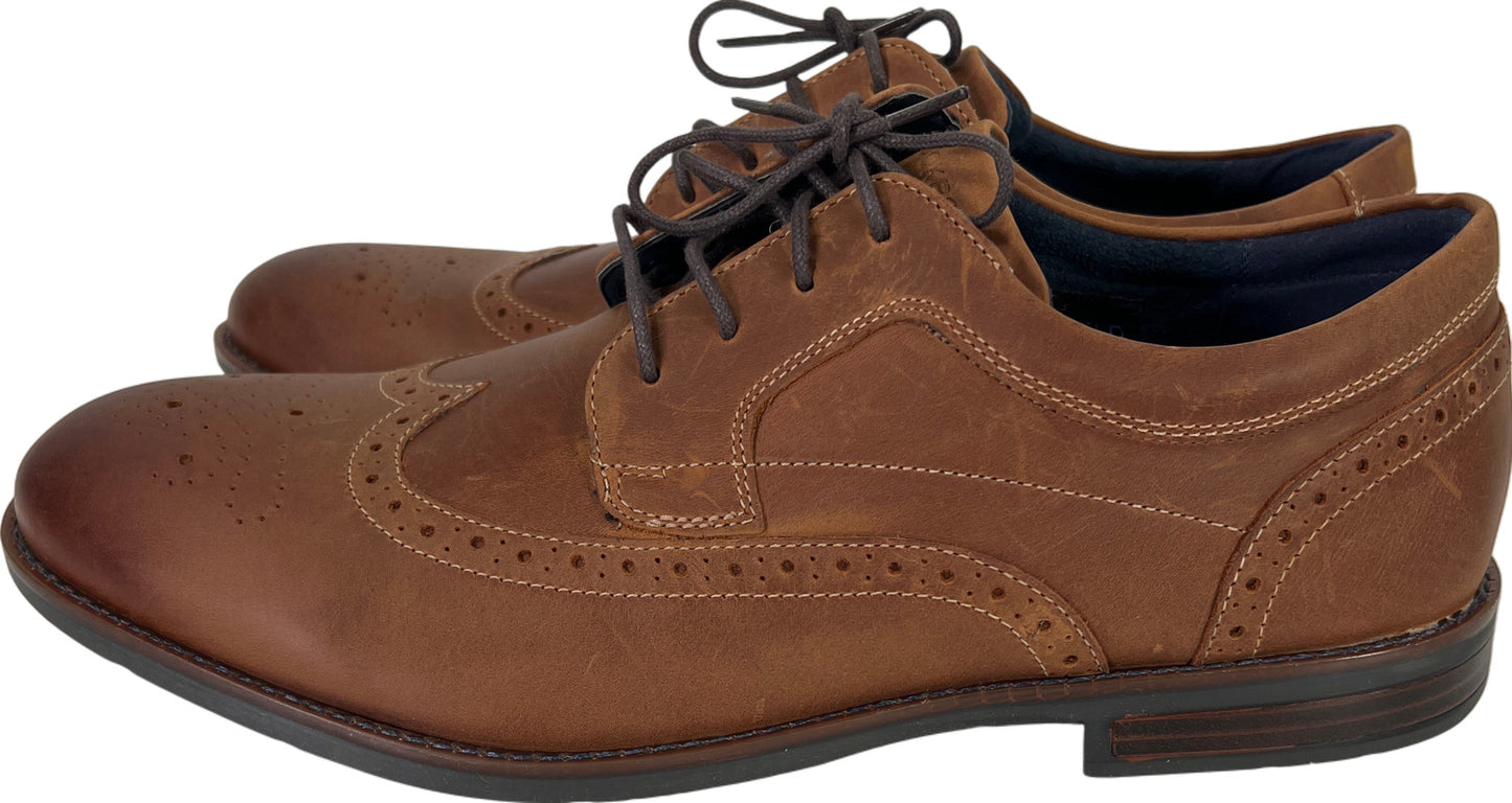 NEW Rockport Men’s Brown Leather Hyrdo Shield Wingtip Dress Shoes - 11.5 Wide