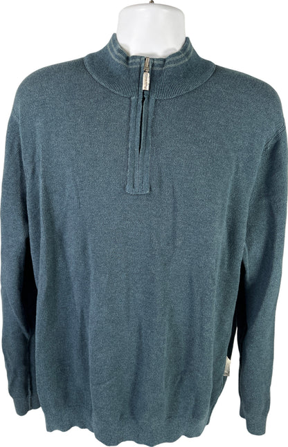 Tommy Bahama Men’s Blue Pima Cotton 1/4 Zip Sweater - XXL