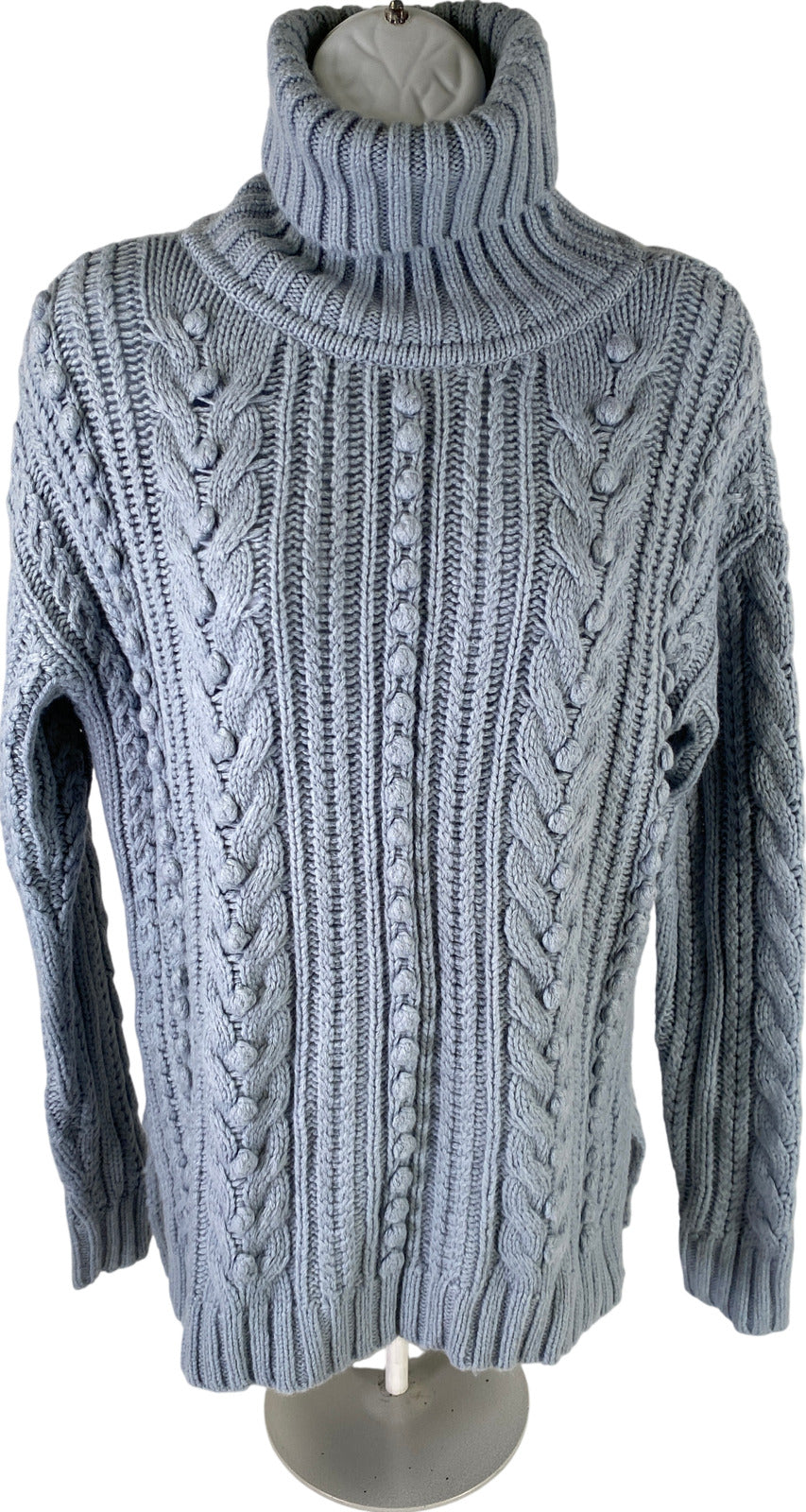 NEW Ann Taylor Women’s Blue Merino Wool Cable Knit Sweater - S