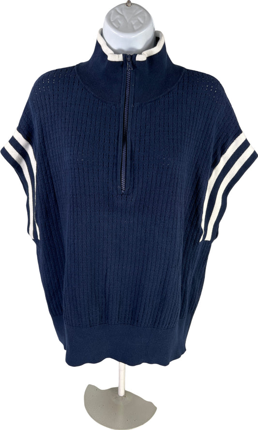 Lou & Grey Women’s Navy Blue Sleeveless 1/4 Zip Pullover Sweater Jacket - XL