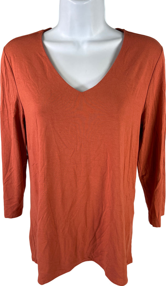 Chico’s Women’s Orange 1/2 Sleeve V-Neck The Ultimate T-Shirt - 0/US S