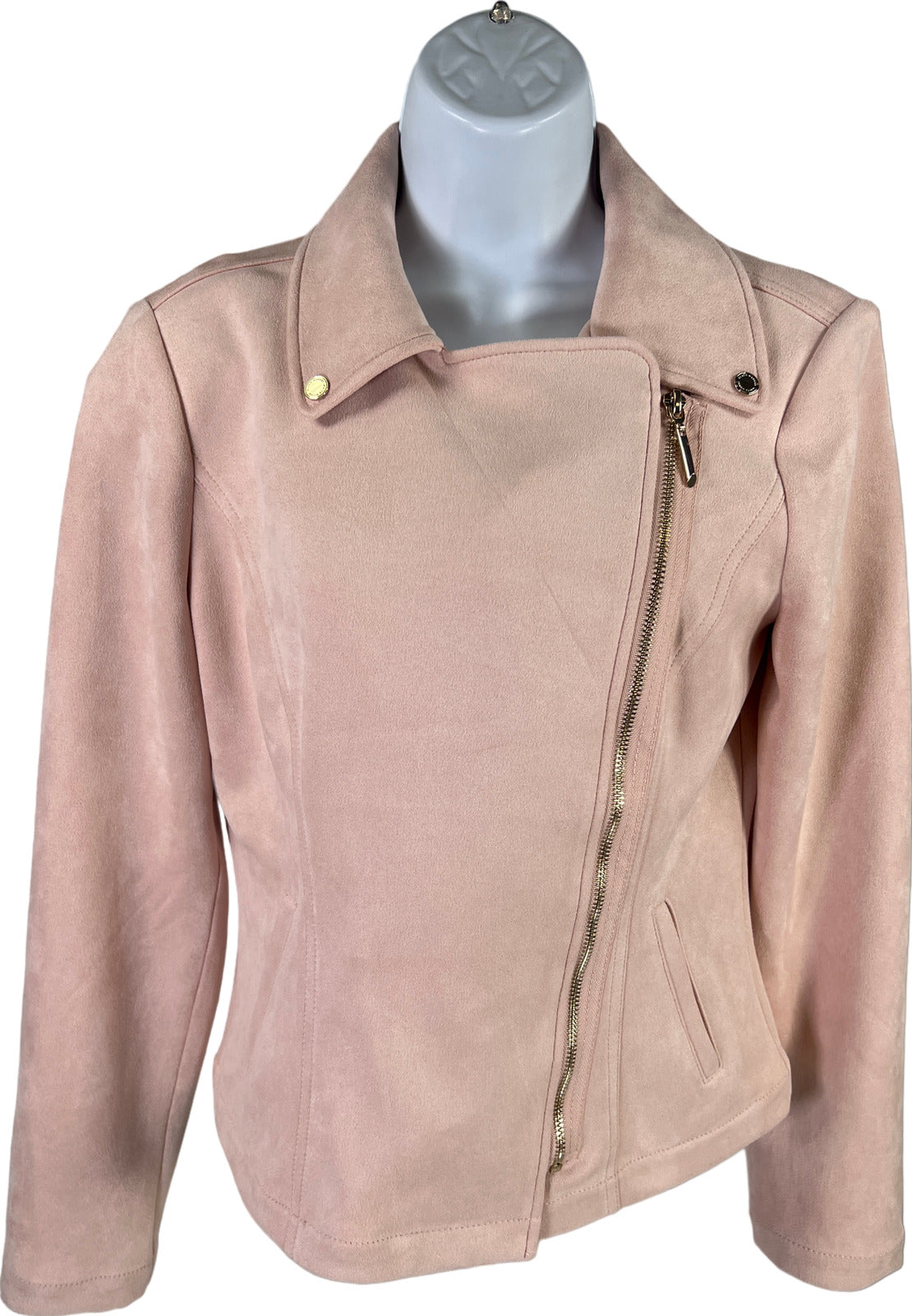 White House Black Market Women’s Pink Faux Suede Moto Style Jacket - 6