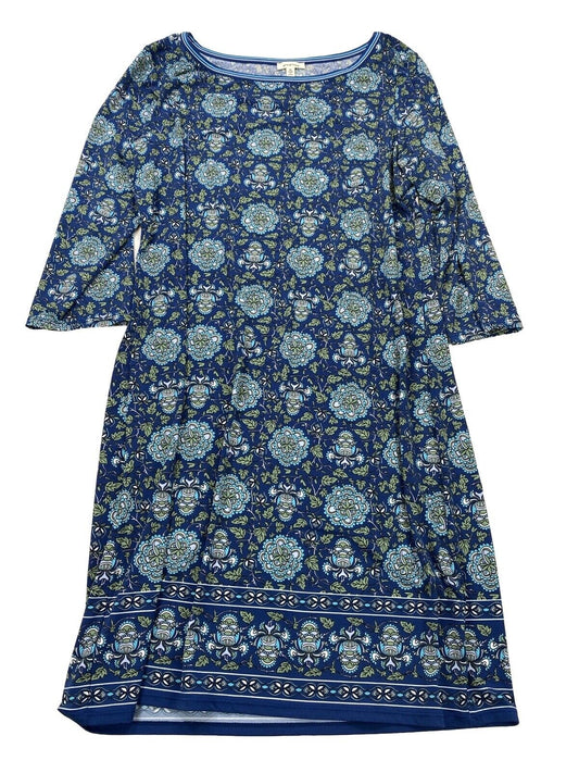 Max Studio Women's Blue Floral 3/4 Sleeve Stretch Shift Dress - XL