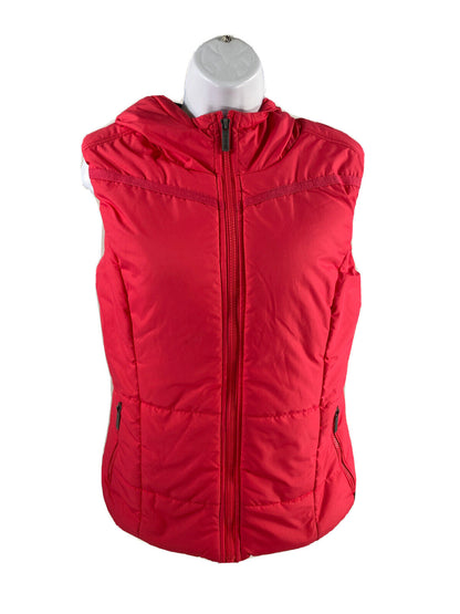 Bench Women's Pink Sleeveless Full Zip Hooded Puffer Vest - M